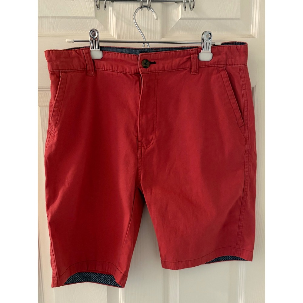 Company Eighty One Mens Red Chino Shorts Size 34 Stretch Flat Front Casual EUC